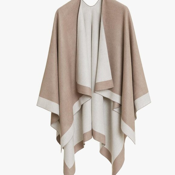 Women's Shawl Wrap Poncho Ruana Cape Cardigan Sweater Open Front for Travel Flig - Picture 1 of 8